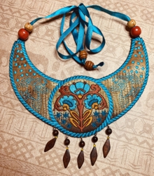 Folk Art Gorget Necklace In-the-Hoop (ITH) machine embroidery designs