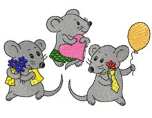 3 Little Mice Machine Embroidery Designs