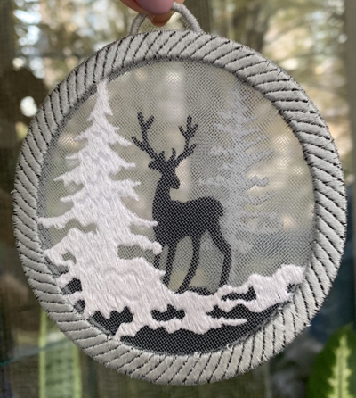 Winter Landscape Silhouette Ornament Set