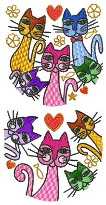 Whimsical Cat Set Machine Embroidery Designs