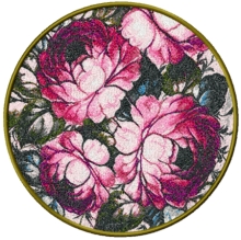 Peony Round Panel Machine Embroidery Design in Photo Stitch Technique