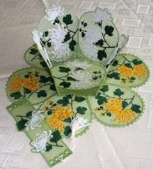 Chrysanthemum Bowl and Doily Set