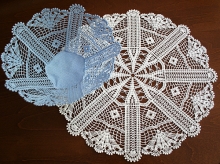 Antique FSL Crochet Bowl and Doily Set