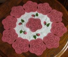 FSL Crochet Rose Doily Set