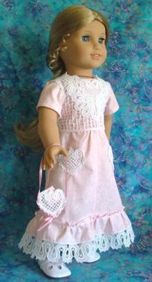 Sunday Dress and Vest for 18 inch Dolls with Battenberg Lace