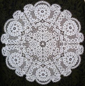 FSL Battenberg Wreath of Camellias Lace Doily