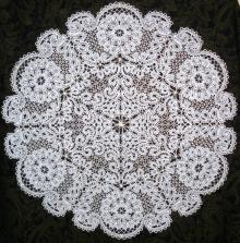 FSL Battenberg Wreath of Camellias Lace Doily