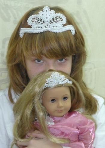 FSL Battenberg Lace Tiara for a Girl and Her Doll