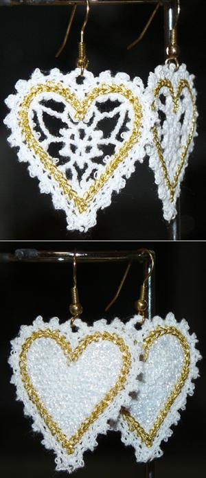 Advanced Embroidery Designs - FSL Battenberg Heart Earrings Set