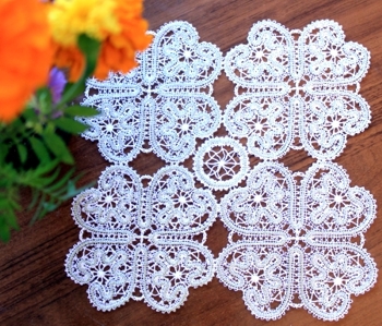 FSL Battenberg Square Dance Doily Set