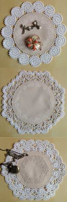 FSL Battenberg Applique Lace Doily Set