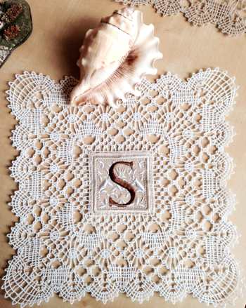 Freestanding Bobbin Lace Doily with Fabric Insert