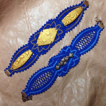 Freestanding Battenberg Lace Interlocking Bracelet Set