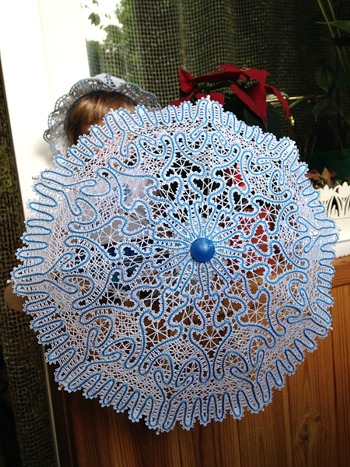 Freestanding Battenberg Lace Parasol for 18-inch Dolls