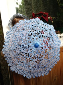 Freestanding Battenberg Lace Parasol for 18-inch Dolls