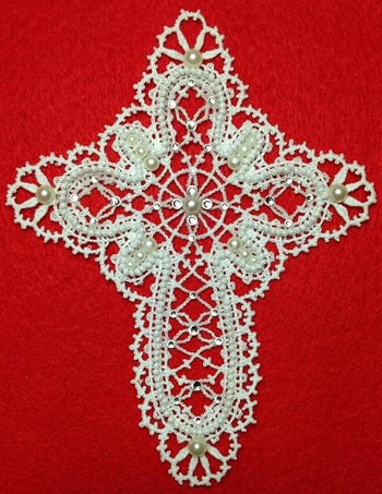 Freestanding Battenberg Lace Cross