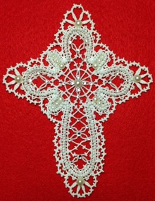 Freestanding Battenberg Lace Cross