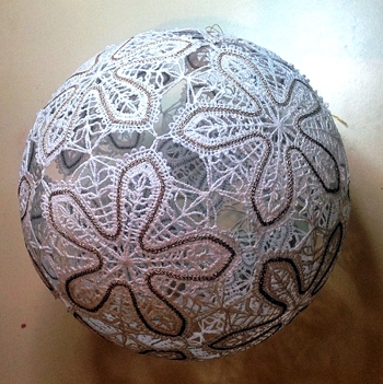 Freestanding Battenberg Lace Christmas Ball