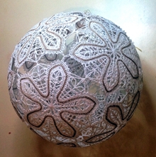 Freestanding Battenberg Lace Christmas Ball