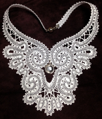 Freestanding Battenberg Lace Empire Bib Necklace