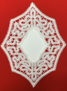 Freestanding Battenberg Lace Doily with Fabric Center