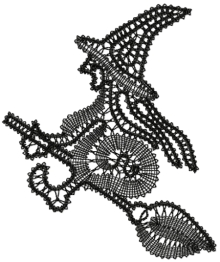 Freestanding Battenberg Lace Witch Ornament