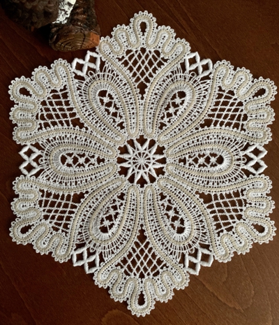 Freestanding Battenberg Lace Snowflake Doily