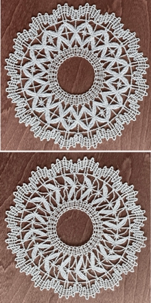 Freestanding Bobbin Lace Round Doily Set of 2 Freestanding Lace Machine Embroidery Designs