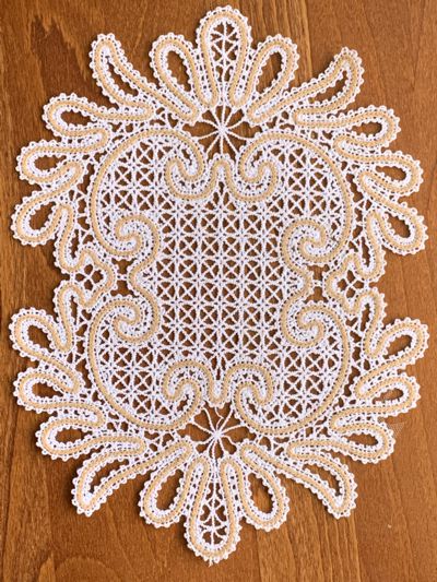 Three Lace Doilies, Set of 3 Handmade Lace Doilies, Crochet Doily,  Battenburg Doilies, Round Doilies, Hexagon Shaped Doily, Cottage Linens