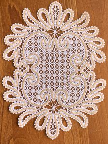 Freestanding Battenberg Lace Crown of Light Doily