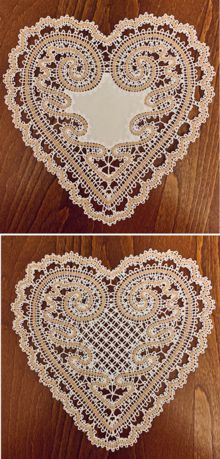 Freestanding Battenberg Lace Heart Doily Set Machine Embroidery Designs