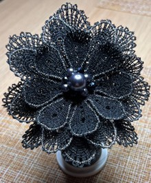 Freestanding Battenberg Lace 3D Flower Hair Pin Machine Embroidery Design