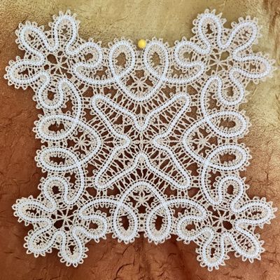 Freestanding Battenberg Square Lace Doily