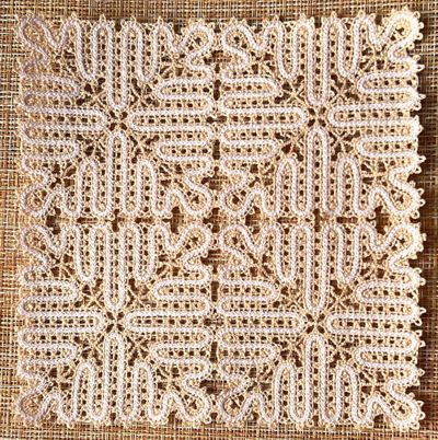 Freestanding Battenberg Square Lace Doily Set