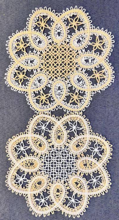 Freestanding Battenberg Flower Doily Set