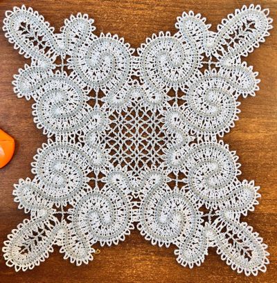 Freestanding Battenberg Dancing Mist Lace Doily