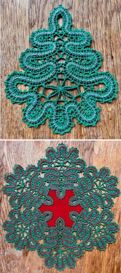 Freestanding Battenberg Lace Christmas Tree