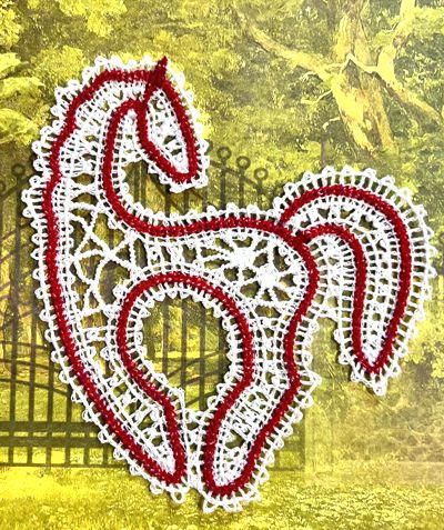 Freestanding Battenberg Lace Horse Ornament