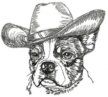 Boston Terrier in a Hat Machine Embroidery Design