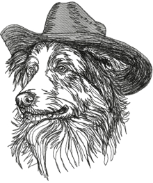 Australian Shepherd in a Hat Machine Embroidery Design