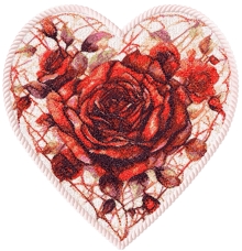 Heart of Roses Machine Embroidery Design in Photo Stitch Technique