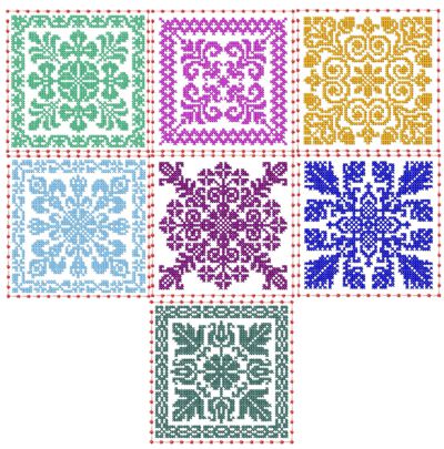 Folk Flower Block Set