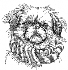 Pekingese in a Scarf Machine Embroidery Design