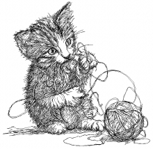Kitten with a Ball of Yarn