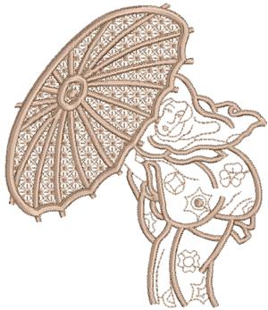 Geisha with Parasol Applique