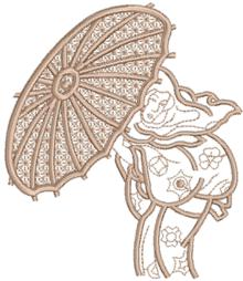 Geisha with Parasol Applique