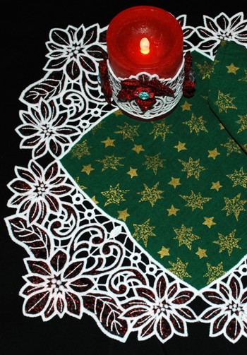 Cutwork Applique Poinsettia Border Lace