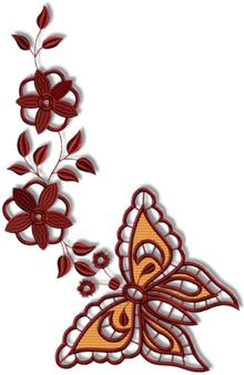Butterfly and flower cutwork Machine Embroidery Design