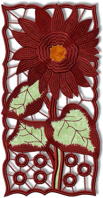 Cutwork Lace Applique Sunflower Panel