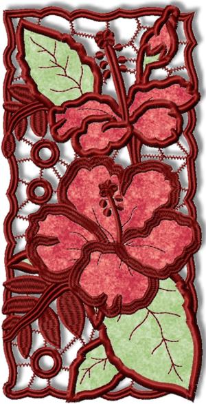 Cutwork Lace Applique Hibiscus Panel